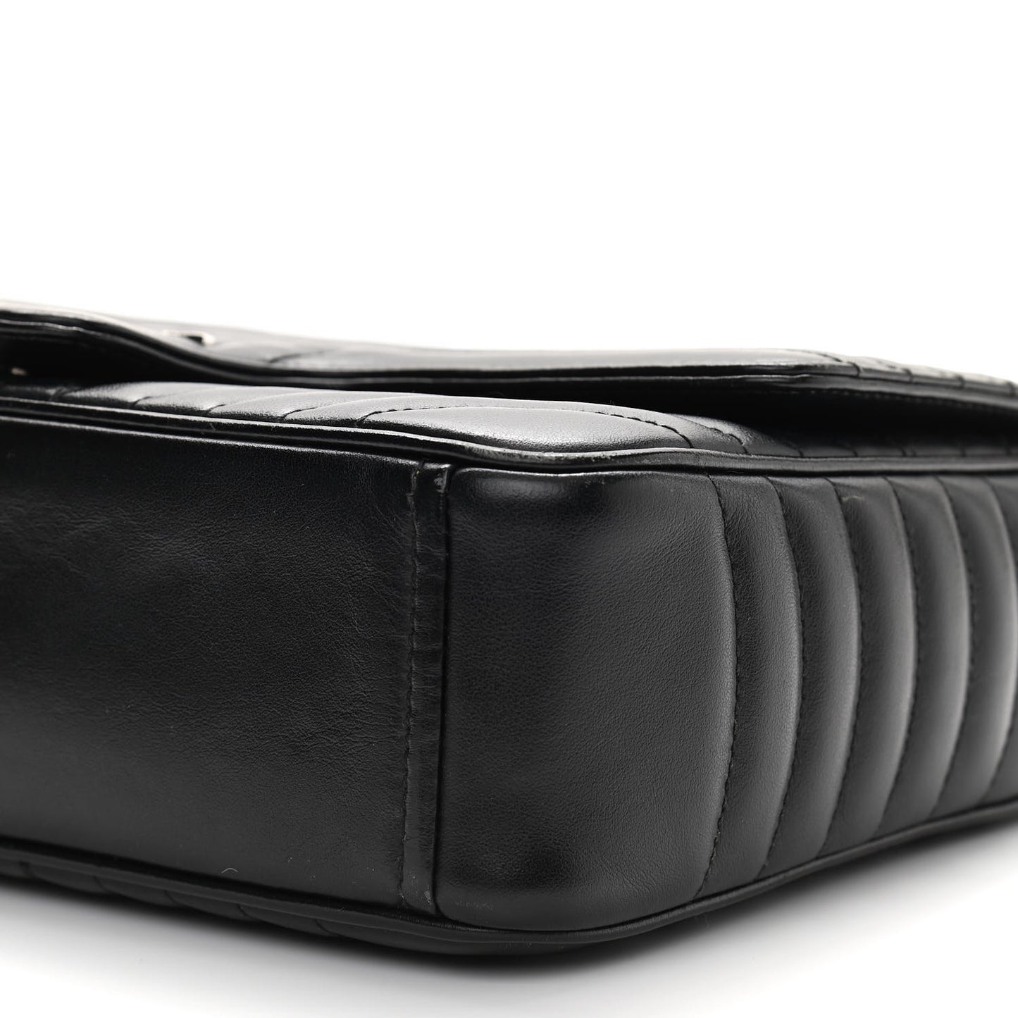 Soft Calfskin Impunture Diagramme Large Chain Flap Shoulder Bag Black