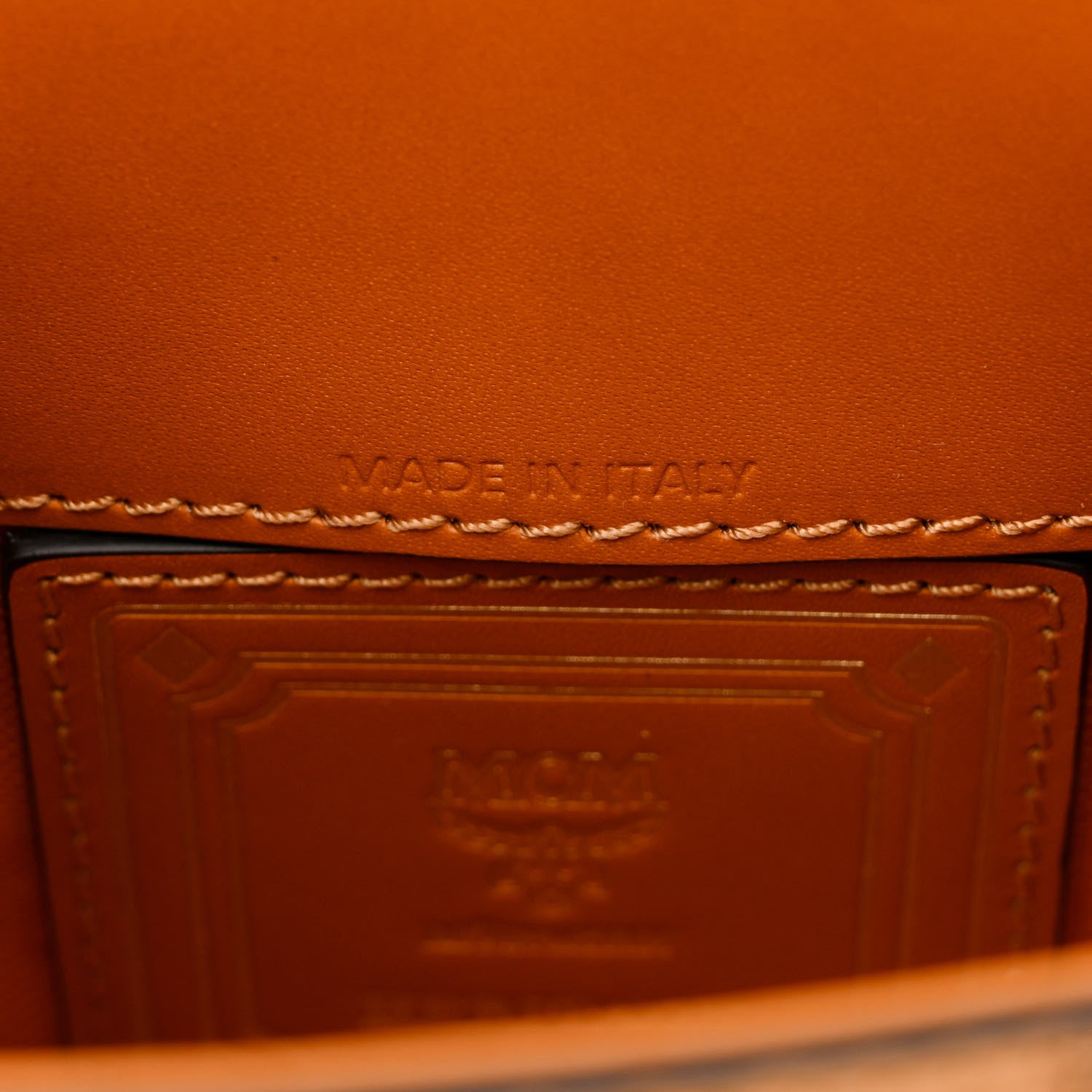 MCM Visetos X-Mini Heritage Top Handle Satchel Cognac 7 of 11