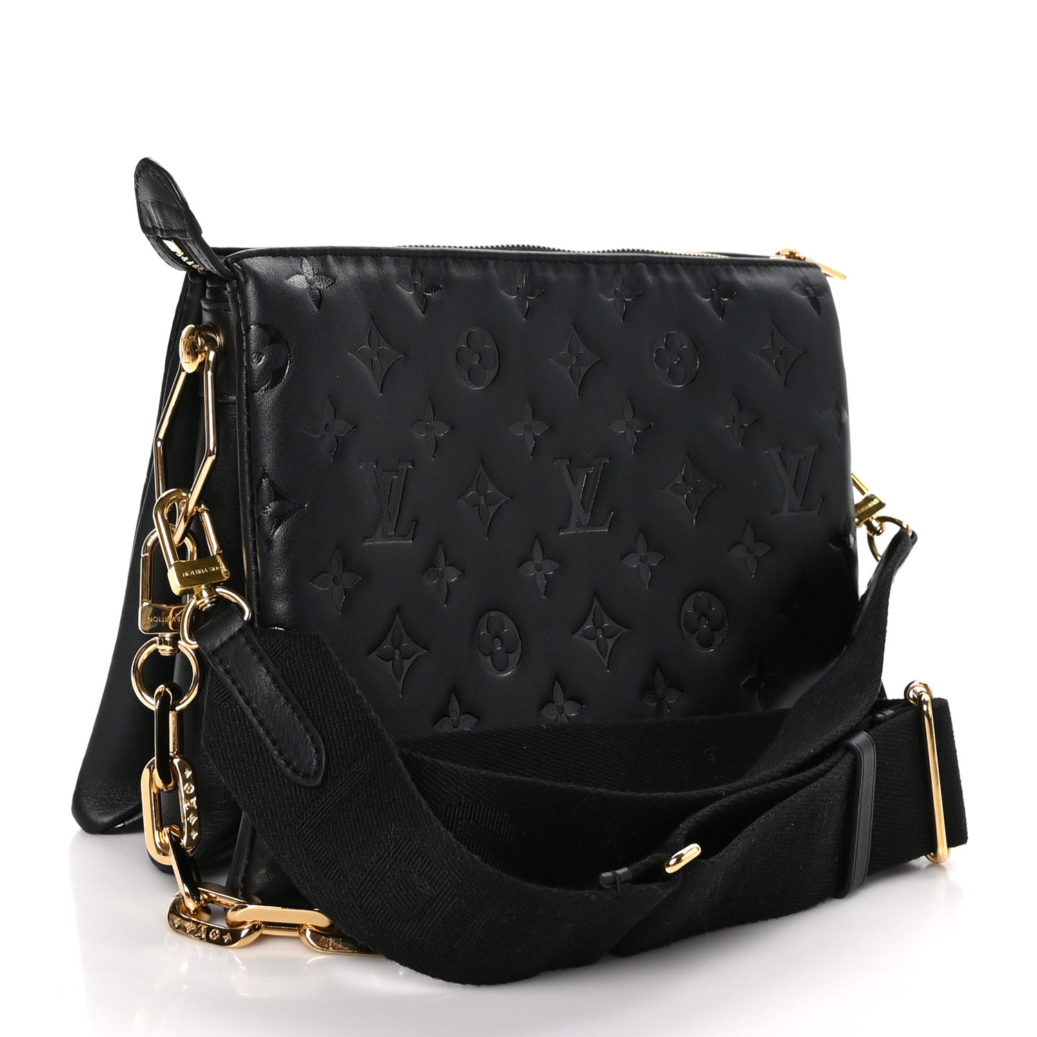 Louis Vuitton Lambskin Embossed Monogram Coussin PM Black 3 of 11