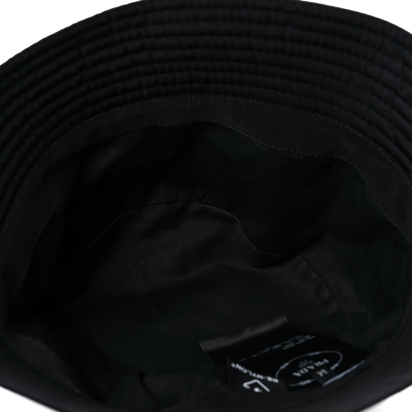 Re-Nylon Metal Triangle Logo Womens Bucket Hat M Black