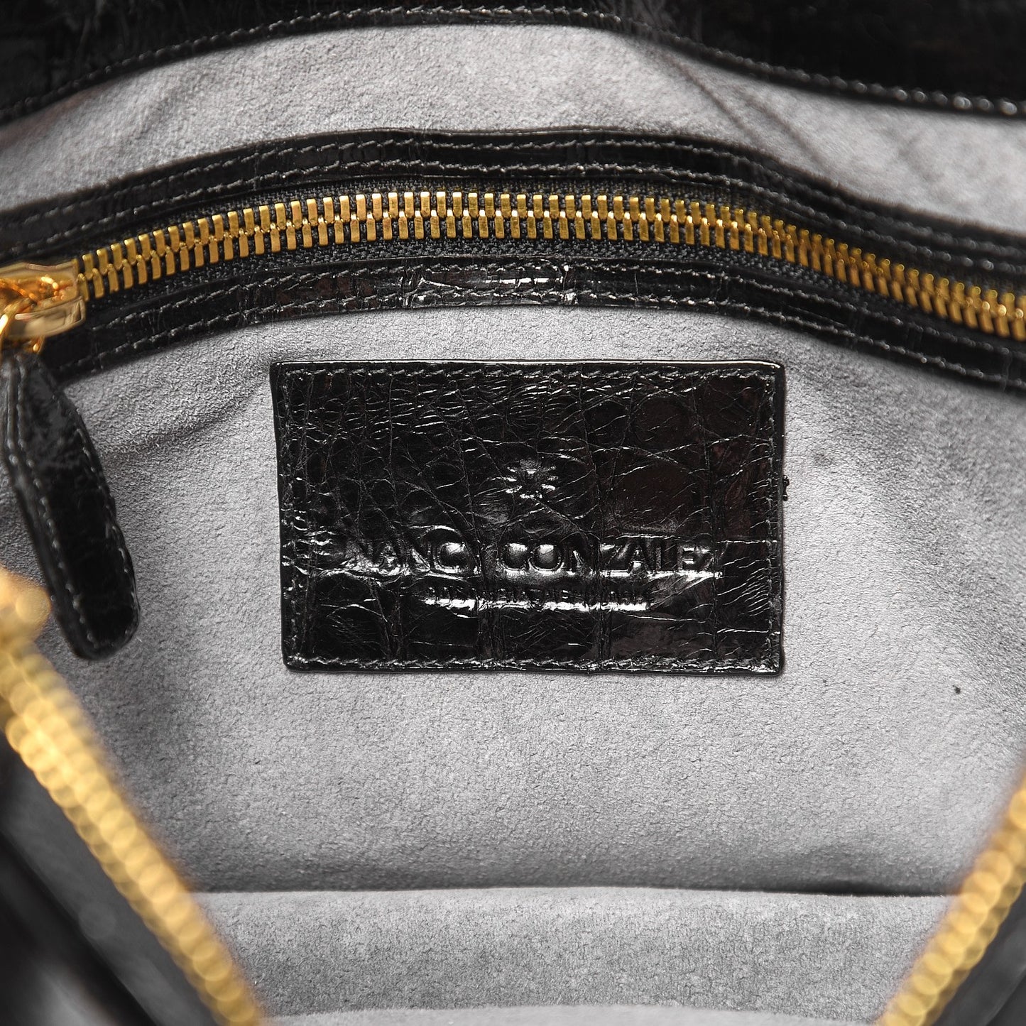 Crocodile Chain Flap Shoulder Bag Black