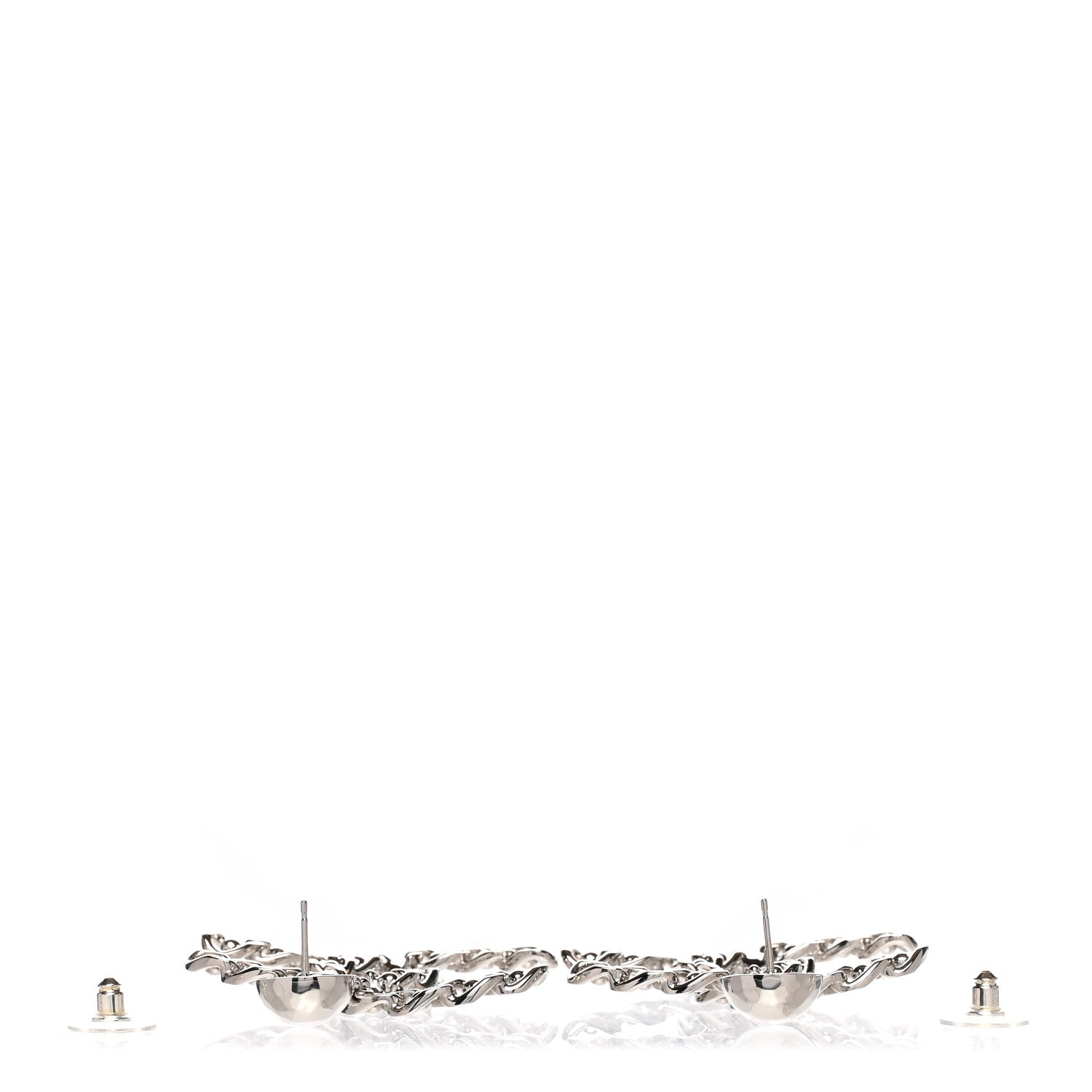 Chanel Chain Link CC Drop Earrings Silver 3 of 5