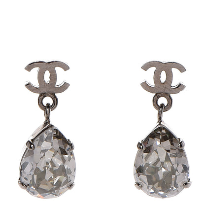 Chanel Crystal CC Drop Earrings Silver 1 of 5