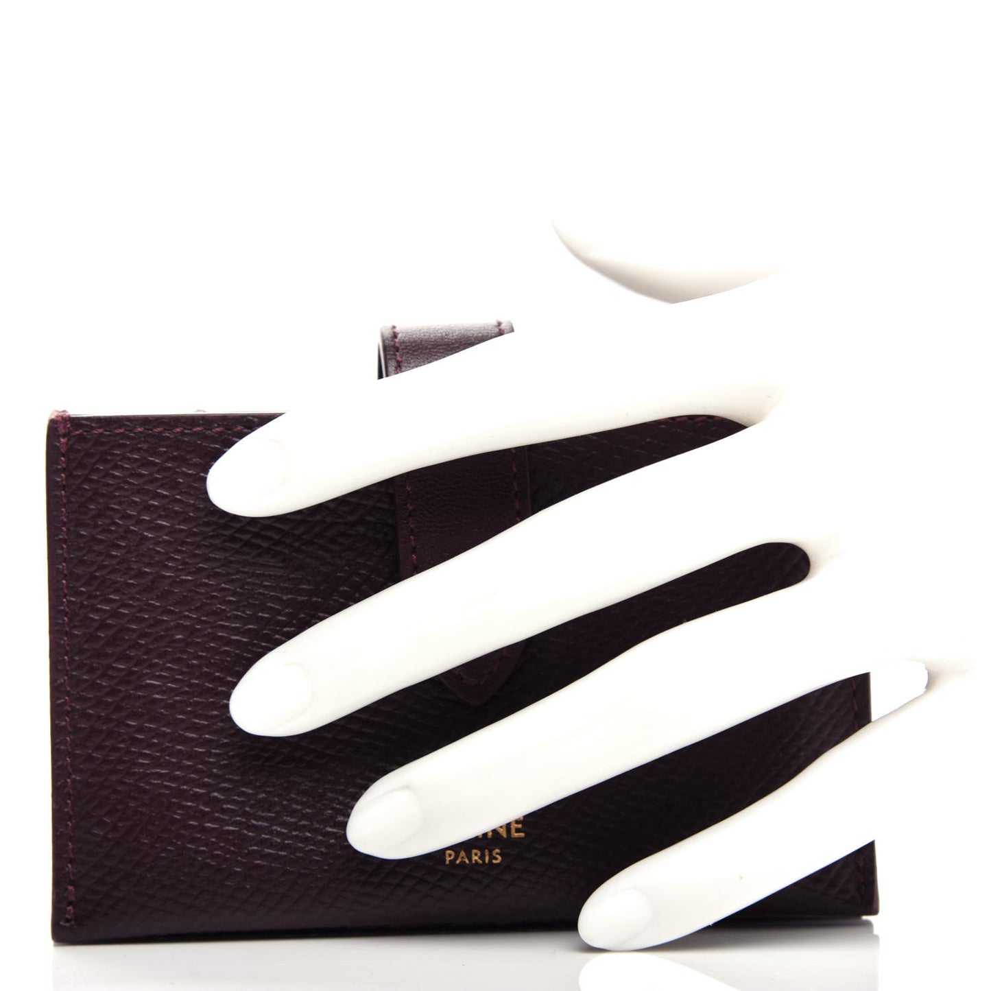 Grained Shiny Calfskin Accordion Card Holder Burgundy