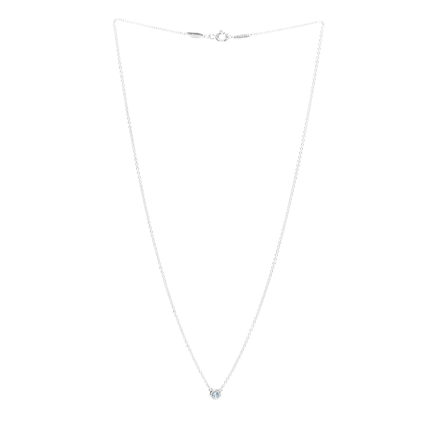 Sterling Silver Aquamarine Elsa Peretti Color By The Yard Pendant Necklace