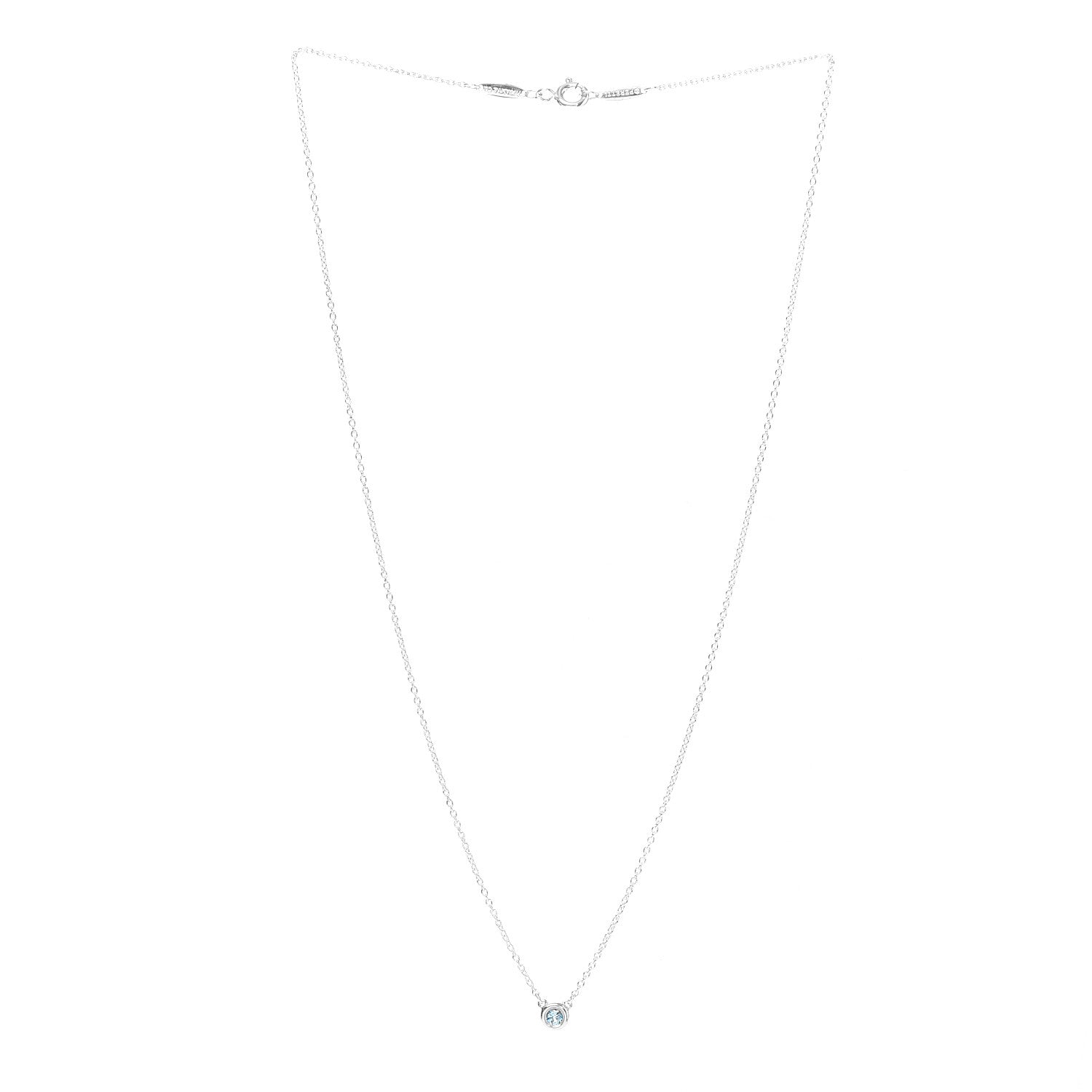 Tiffany Sterling Silver Aquamarine Elsa Peretti Color By The Yard Pendant Necklace 3 of 5