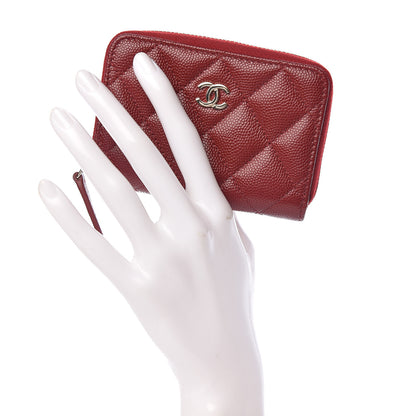 Chanel Caviar Quilted Zip Coin Purse Red 2 of 8