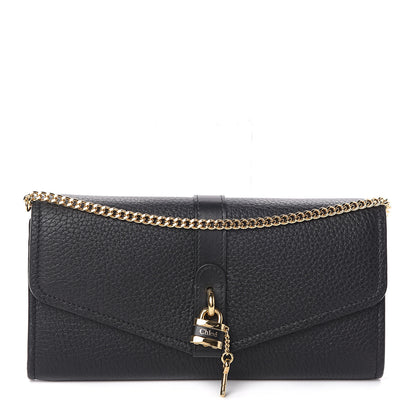 Chloe Shiny Grained Calfskin Aby Wallet on Chain Black 1 of 8