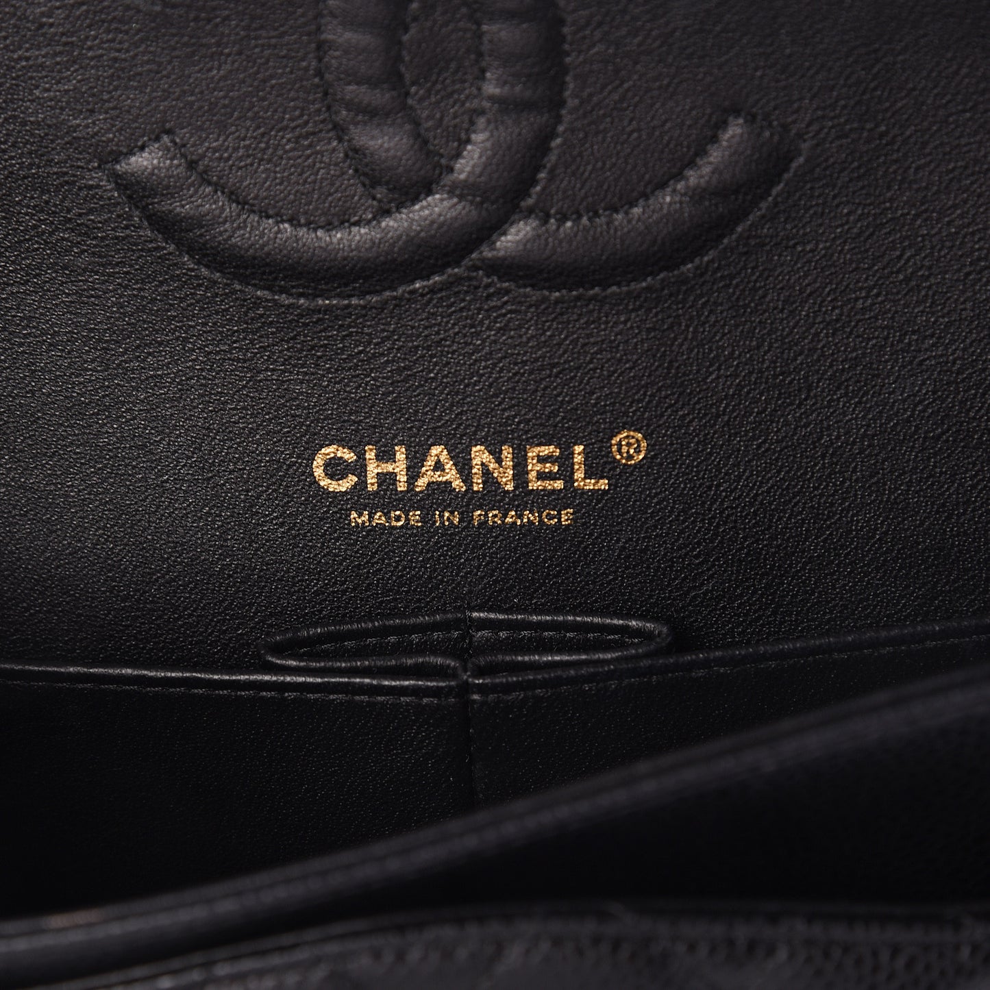 Caviar Quilted Medium Double Flap Black