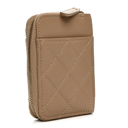 Chanel Caviar Quilted Zip Card Holder Beige Beige 3 of 8
