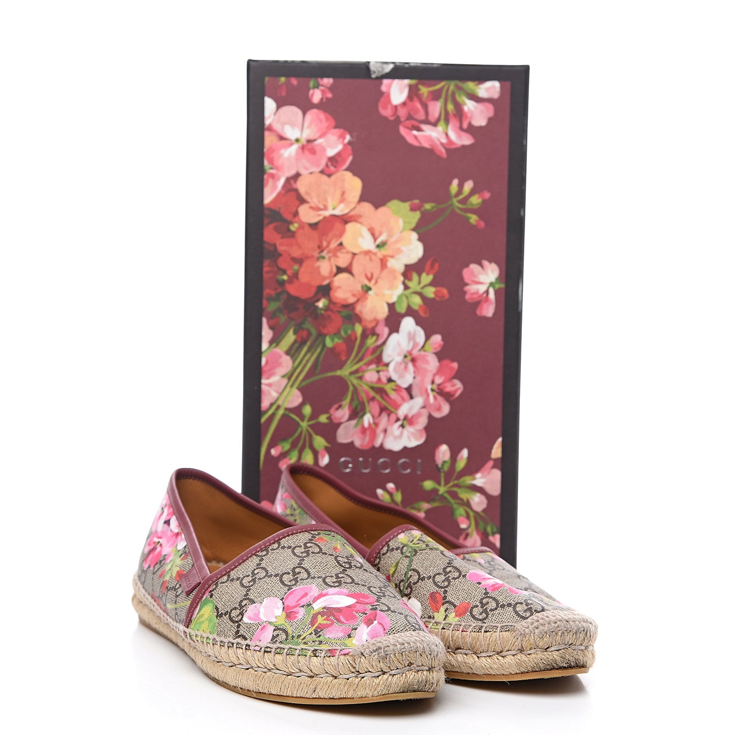 GG Supreme Monogram Blooms Espadrilles 39.5 Beige Multicolor Dry Rose