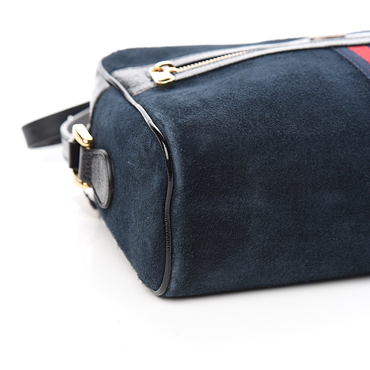 Suede Patent Web Small Ophidia Shoulder Bag Blue Black