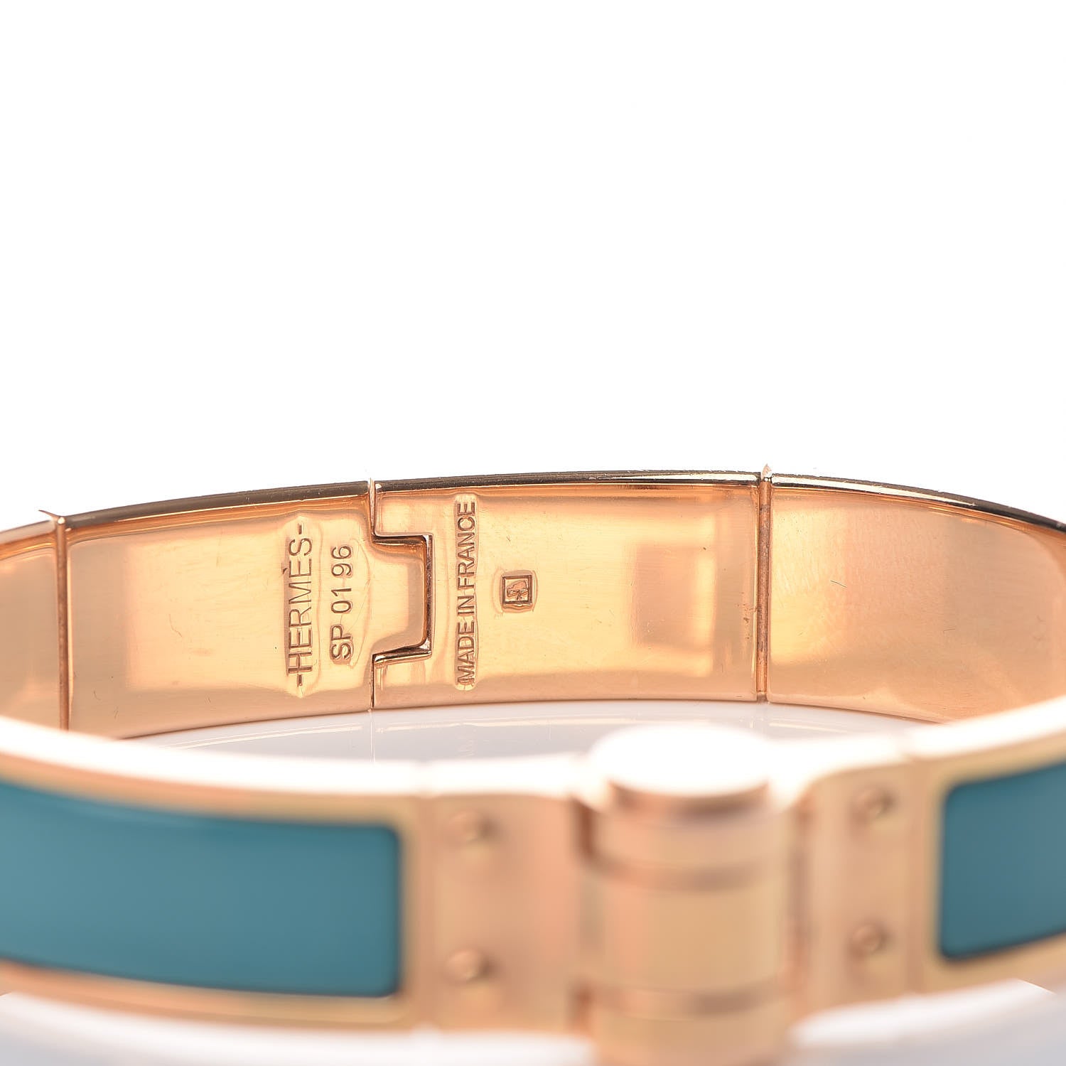 Hermes Enamel Charniere Uni Narrow Hinged Bracelet M Vert Bleuette 4 of 6