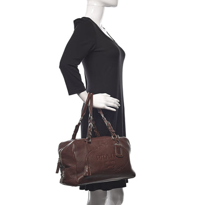 Prada Vitello Daino Logo Bowler Bruciato 2 of 9