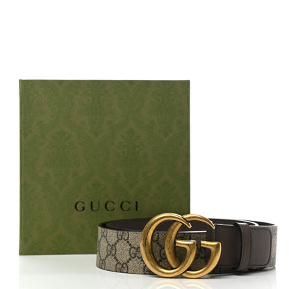 Gucci GG Supreme Monogram Matte Plutone Calfskin Double G 40mm Belt 95 38 Beige Ebony New Acero 7 of 7
