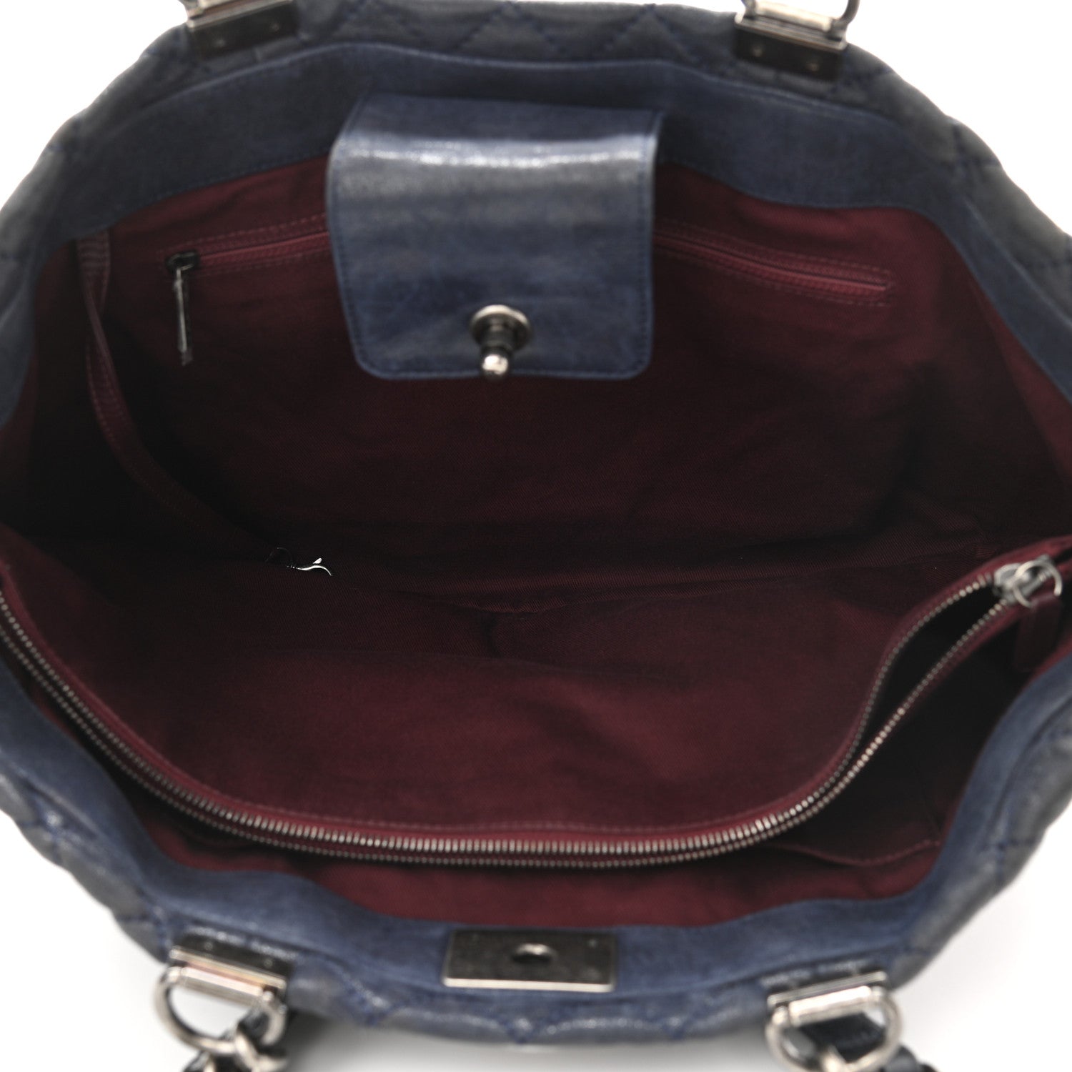 Chanel Iridescent Calfskin Quilted Large Gentle Boy Shopping Tote Navy 4 of 10