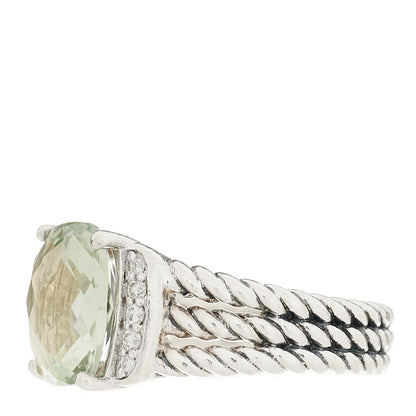 David Yurman Sterling Silver Diamond Prasiolite 10mm Petite Wheaton Ring 51 5.75 2 of 4