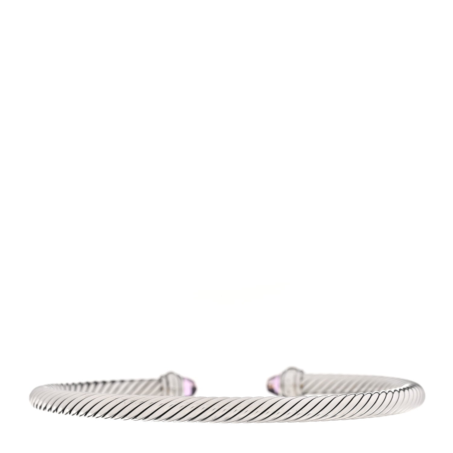 David Yurman Sterling Silver 18K Yellow Gold Amethyst 4mm Cable Classics Bracelet 2 of 4