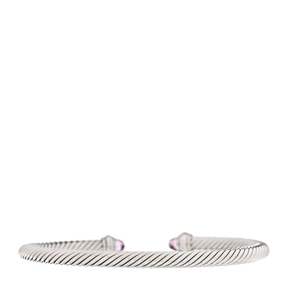 David Yurman Sterling Silver 18K Yellow Gold Amethyst 4mm Cable Classics Bracelet 2 of 4
