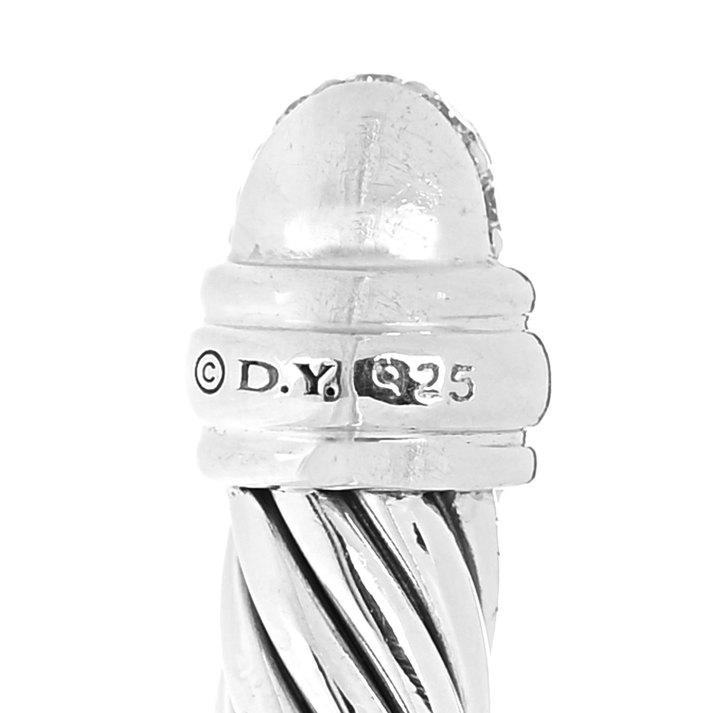 Sterling Silver Pave Diamond 5mm Cable Classics Bracelet