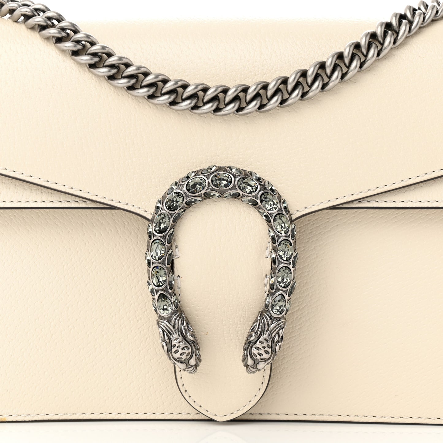 Textured Calfskin Crystal Small Dionysus Shoulder Bag Mystic White