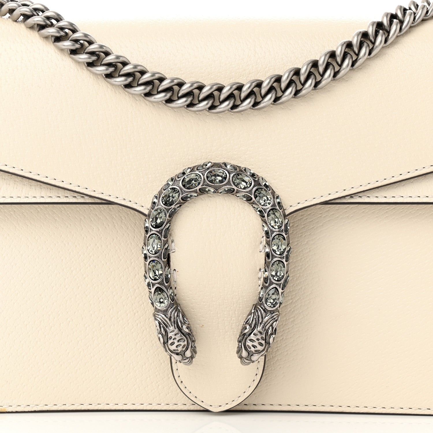 Gucci Textured Calfskin Crystal Small Dionysus Shoulder Bag Mystic White 8 of 14
