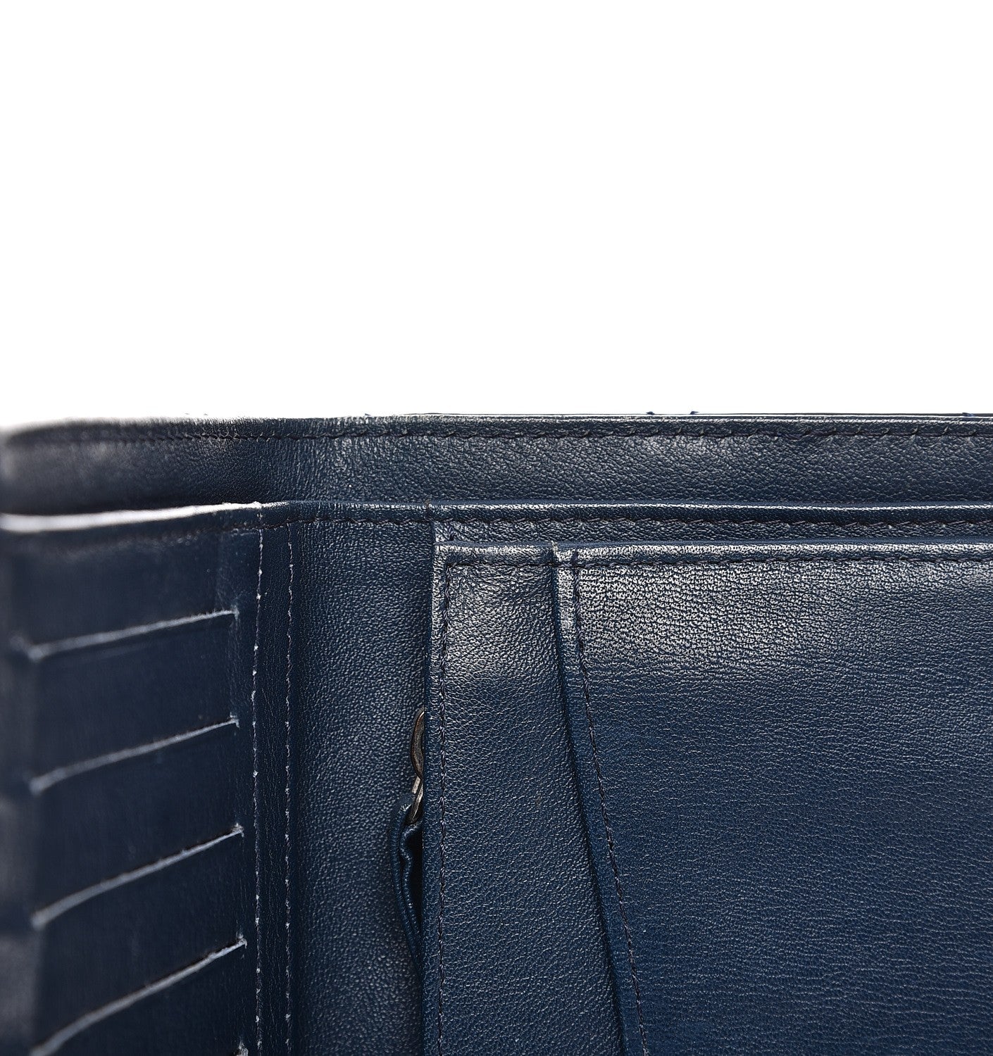 Patent Quilted Yen Wallet Dark Blue