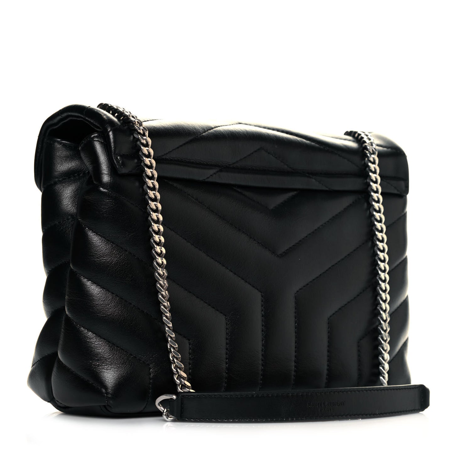 Calfskin Y Quilted Monogram Small Loulou Chain Satchel Black