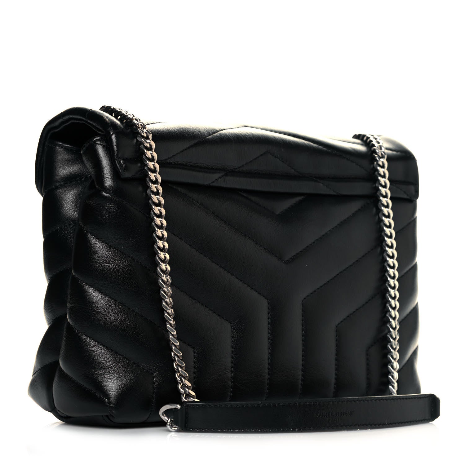 Saint Laurent Calfskin Y Quilted Monogram Small Loulou Chain Satchel Black 3 of 10