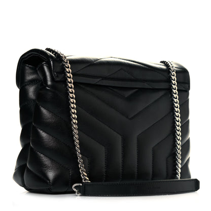 Saint Laurent Calfskin Y Quilted Monogram Small Loulou Chain Satchel Black 3 of 10