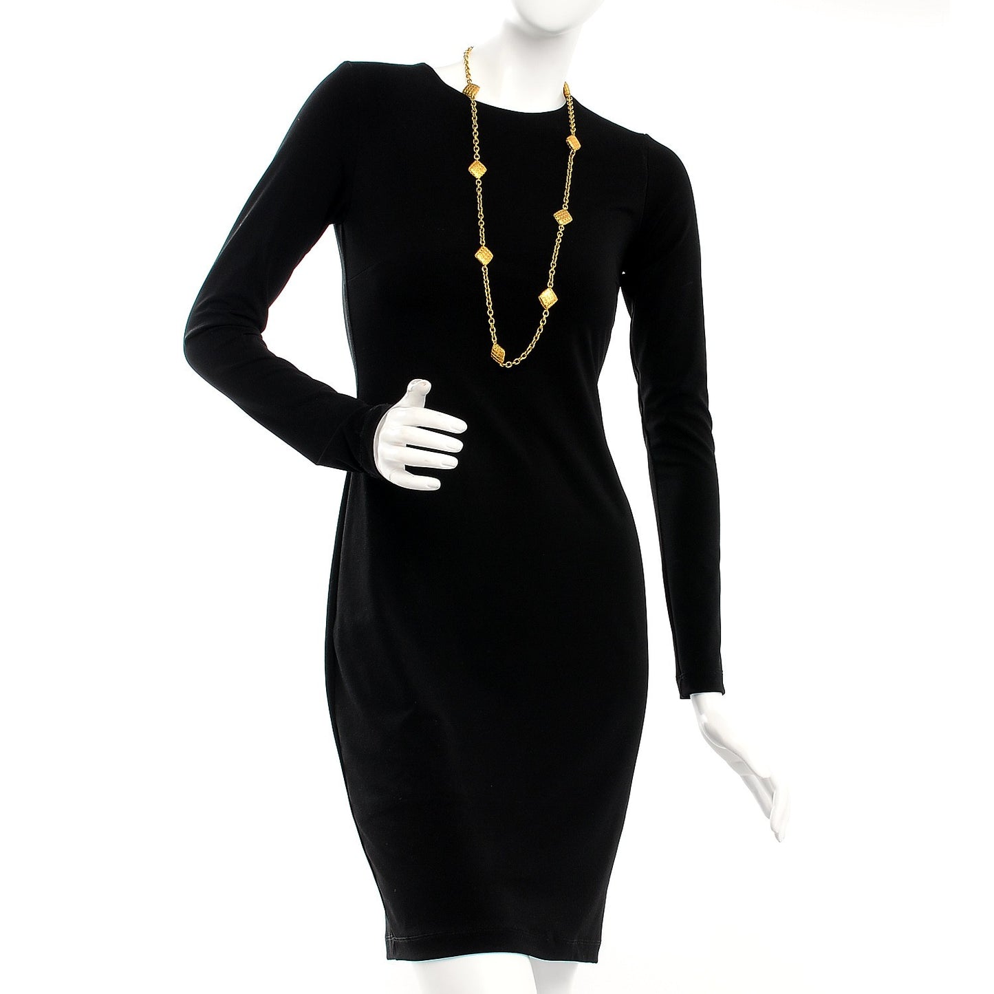 Quilted Long Chain Necklace Gold