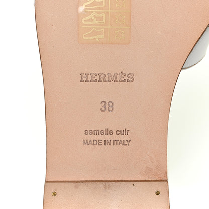 Hermes Box Calfskin Oran Sandals 38 White 6 of 10