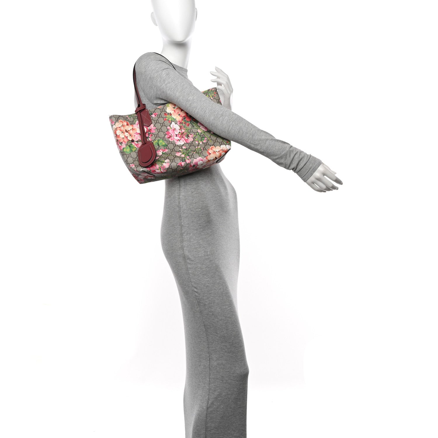 Gucci GG Supreme Monogram Blooms Small Reversible Tote Beige Multicolor Dry Rose 2 of 12
