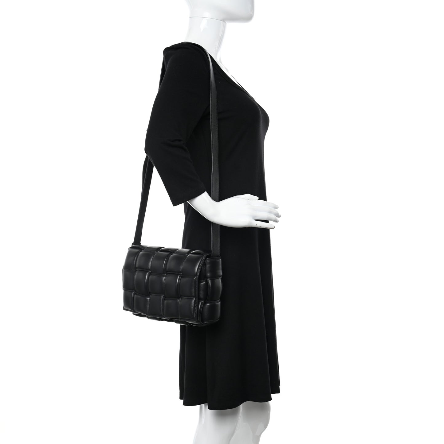 Nappa Maxi Intreccio Padded Cassette Crossbody Bag Black