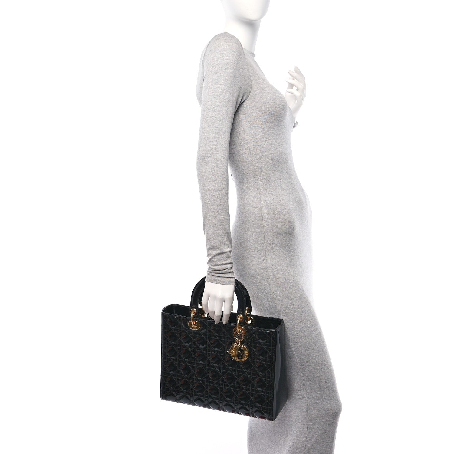 Christian Dior Patent Cannage Large Lady Dior Black 2 of 11
