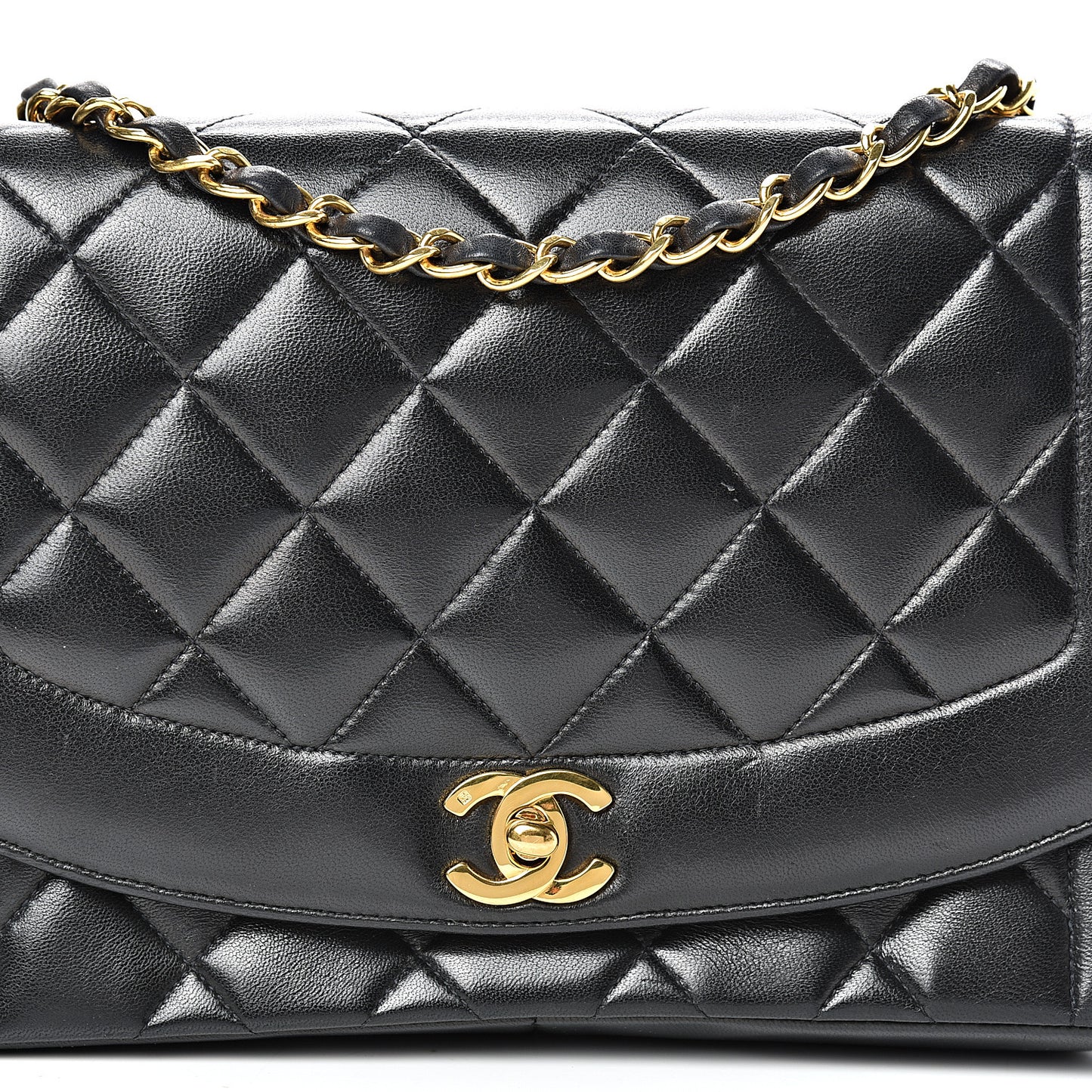 Lambskin Quilted Medium Single Flap Black