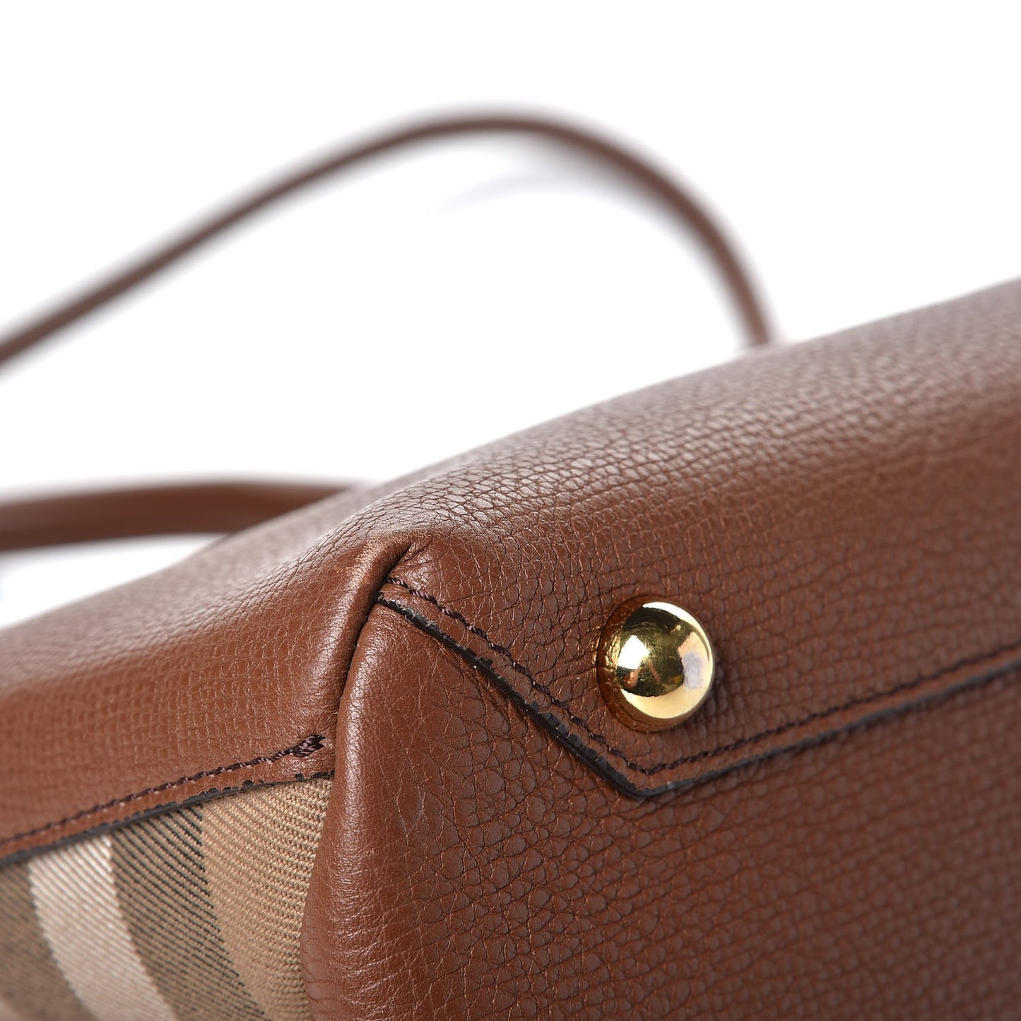 Grainy Calfskin House Check Medium Banner Tote Tan