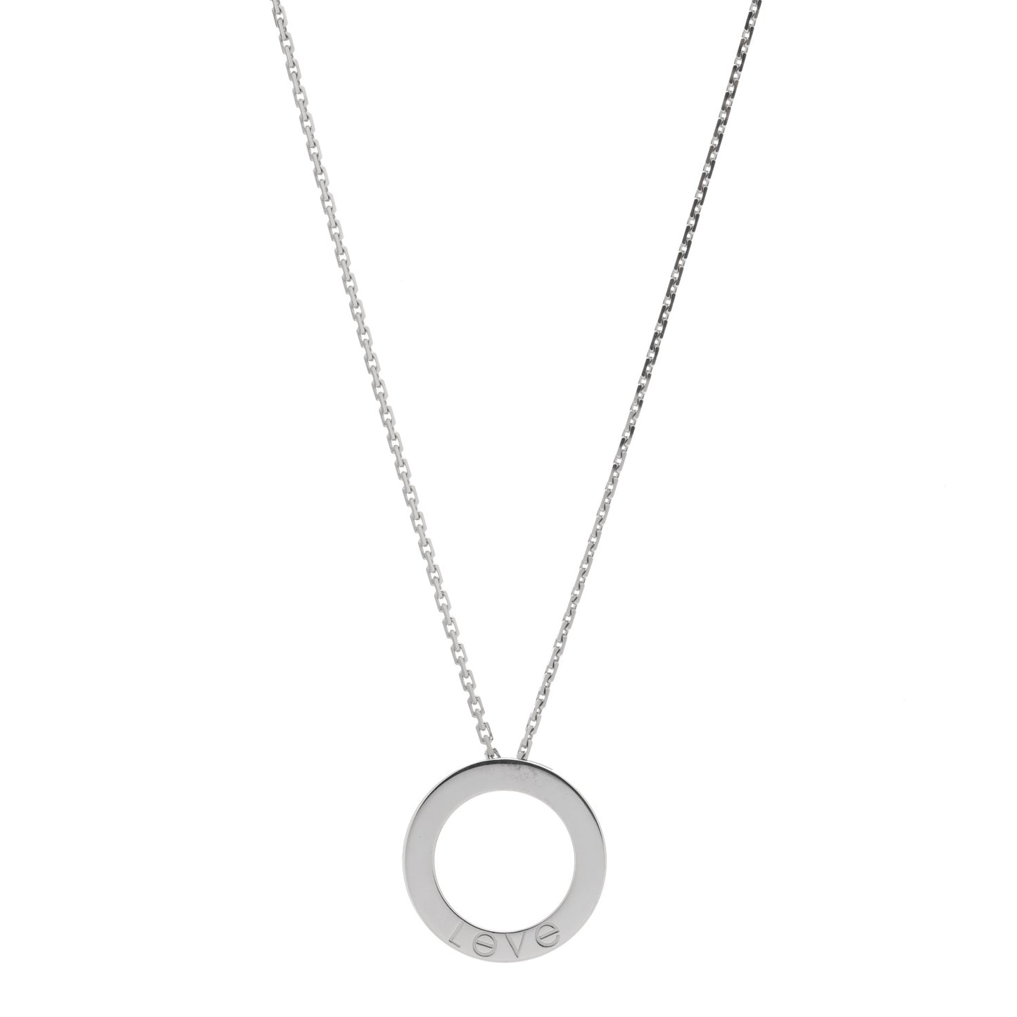 18K White Gold 3 Diamonds LOVE Pendant Necklace