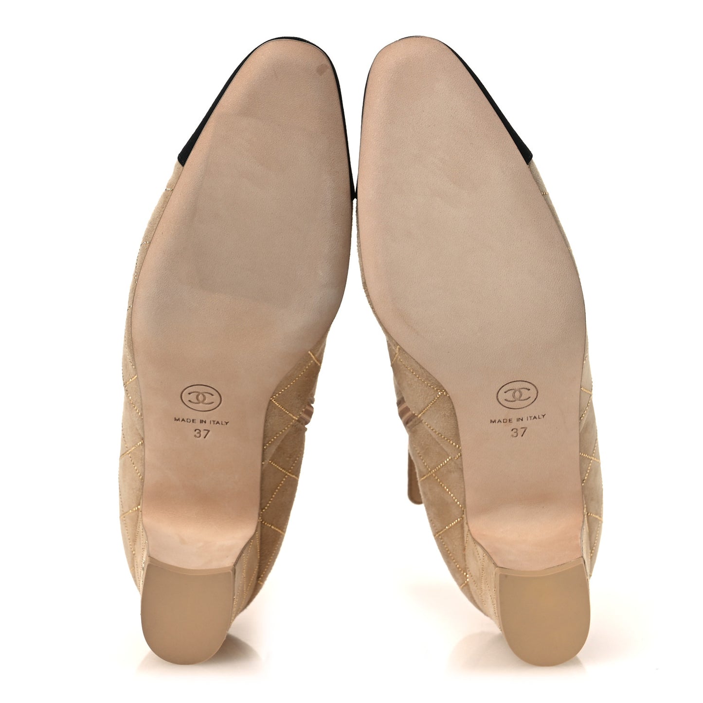 Suede Goatskin Grosgrain Cap Toe Shorts Boots 37 Beige Golden Black