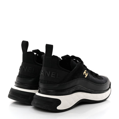 Chanel Velvet Calfskin Mixed Fibers CC Sneakers 37 Black 4 of 9