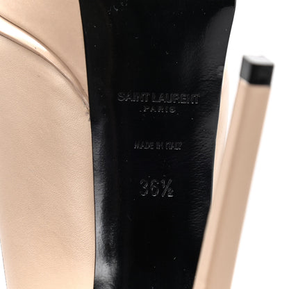 Saint Laurent Calfskin Cap Toe Janis 105 Platform Pumps 36.5 Powder 5 of 6