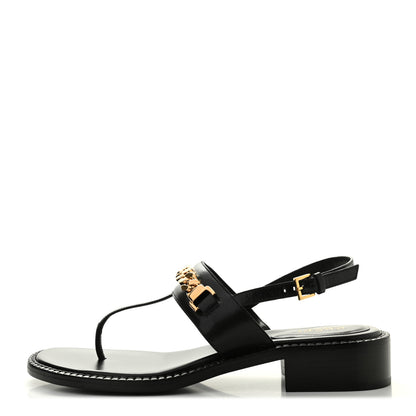 Gucci Calfskin Chain Thong Sandals 36.5 Black 1 of 7