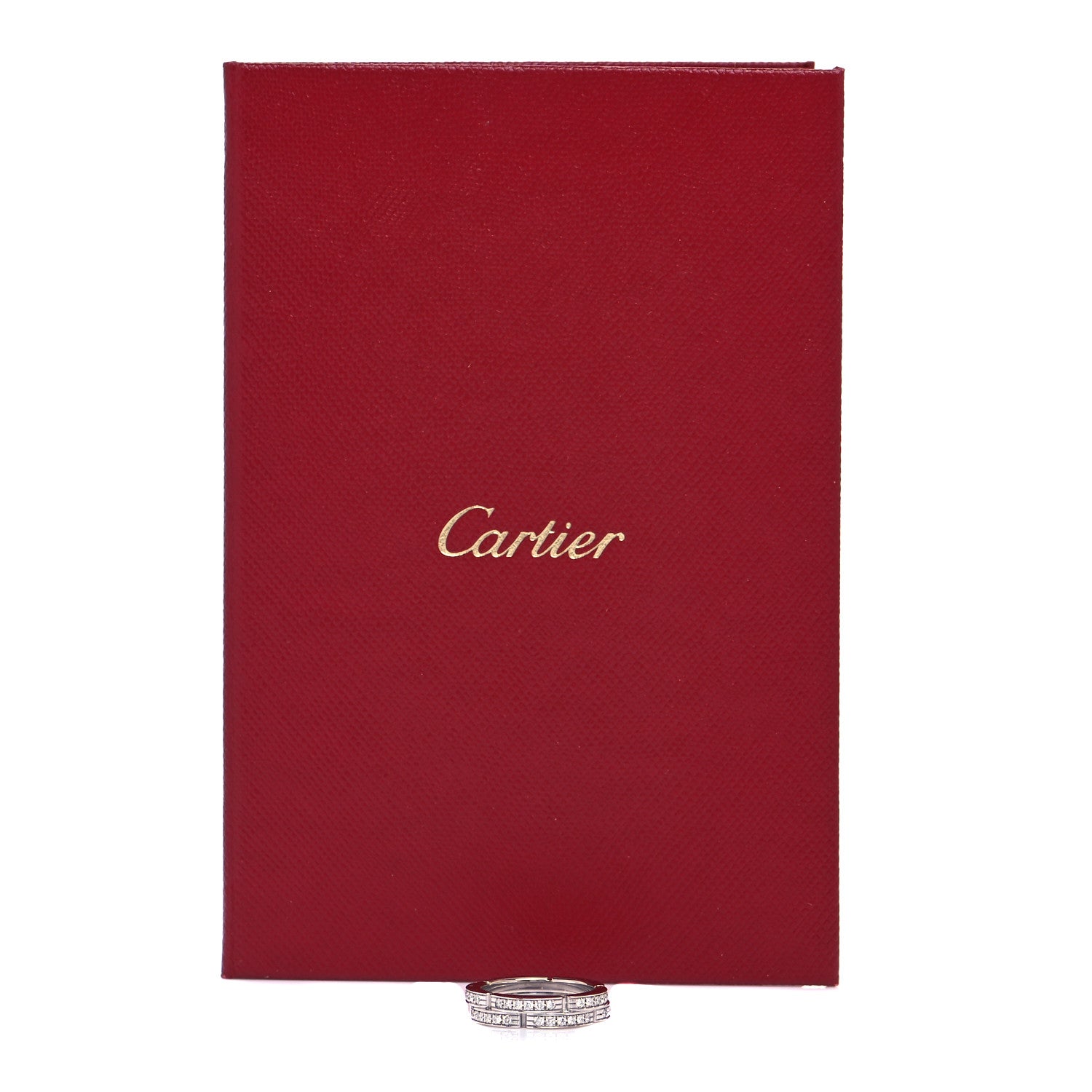 Cartier 18K White Gold Diamond Maillon Panthere 2 Half Rows Paved Band Ring 46 3.75 5 of 5