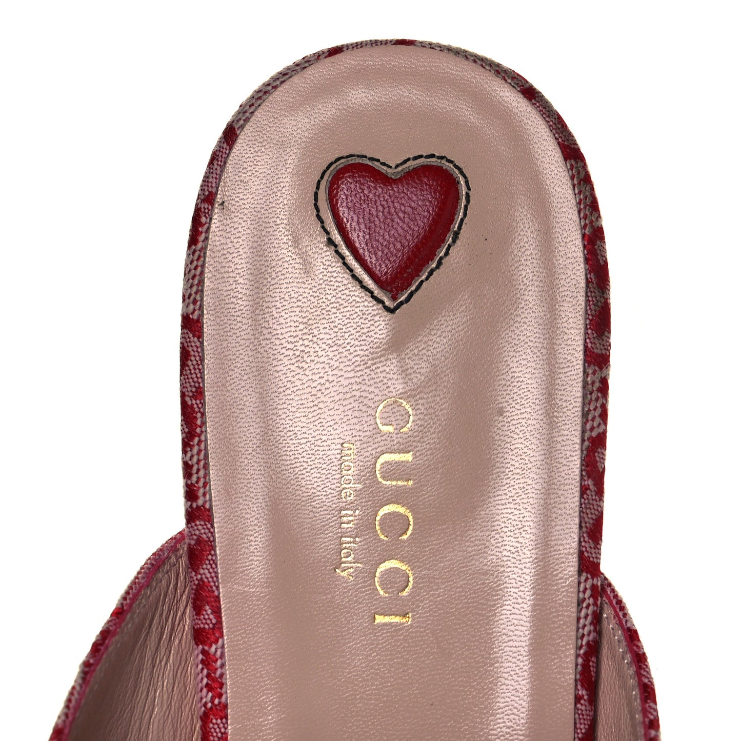 Canvas GG Monogram Horsebit Womens Princetown Slippers 38.5 Gardenia Hibiscus Red