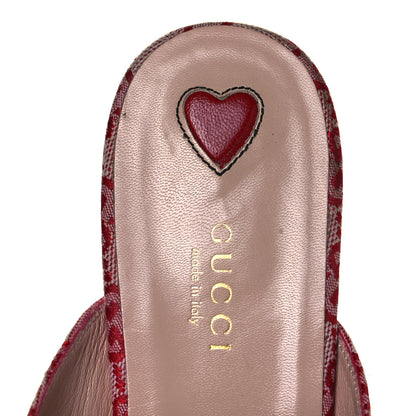 Gucci Canvas GG Monogram Horsebit Womens Princetown Slippers 38.5 Gardenia Hibiscus Red 7 of 10