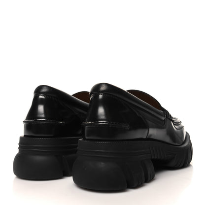 Gucci Magnum Calfskin Horsebit Mens Platform Lug Sole Loafers 8 Black 4 of 10