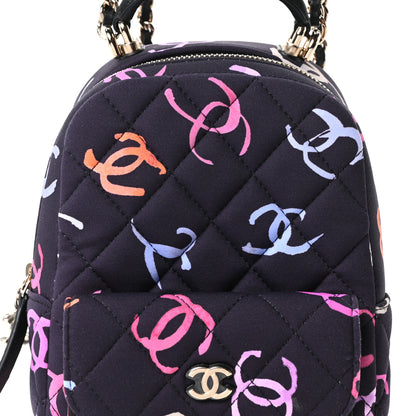 Chanel Printed Fabric Quilted CC Mini Classic Backpack Black Multicolor 7 of 10