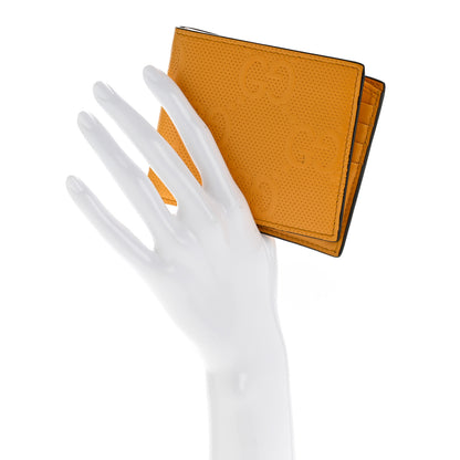 Gucci Calfskin GG Tennis Embossed Bi-Fold Wallet Yellow Tangerine 2 of 12