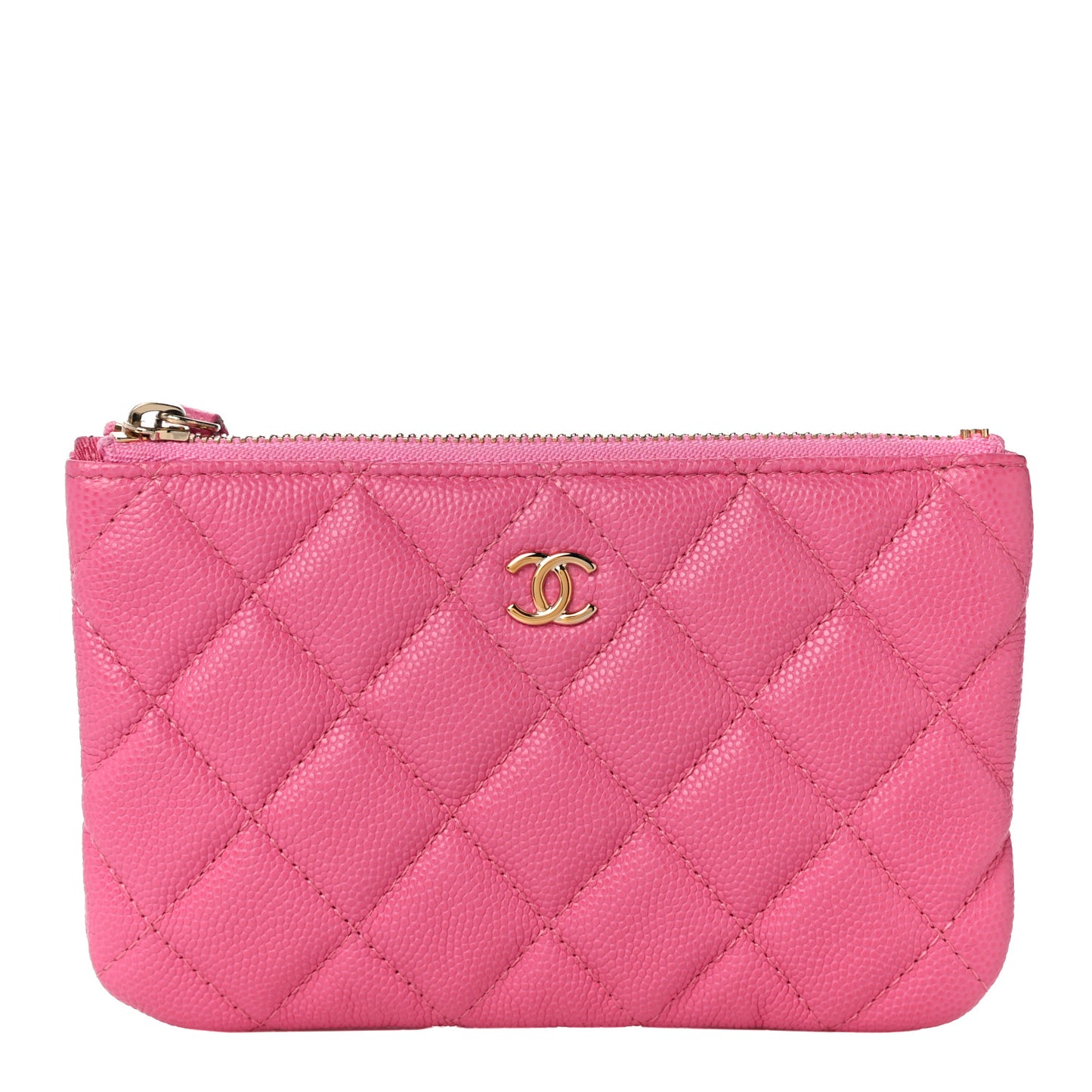 Caviar Quilted Small Cosmetic Case Pink
