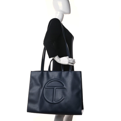 Telfar Vegan Leather Large Shopping Bag Navy 2 of 11